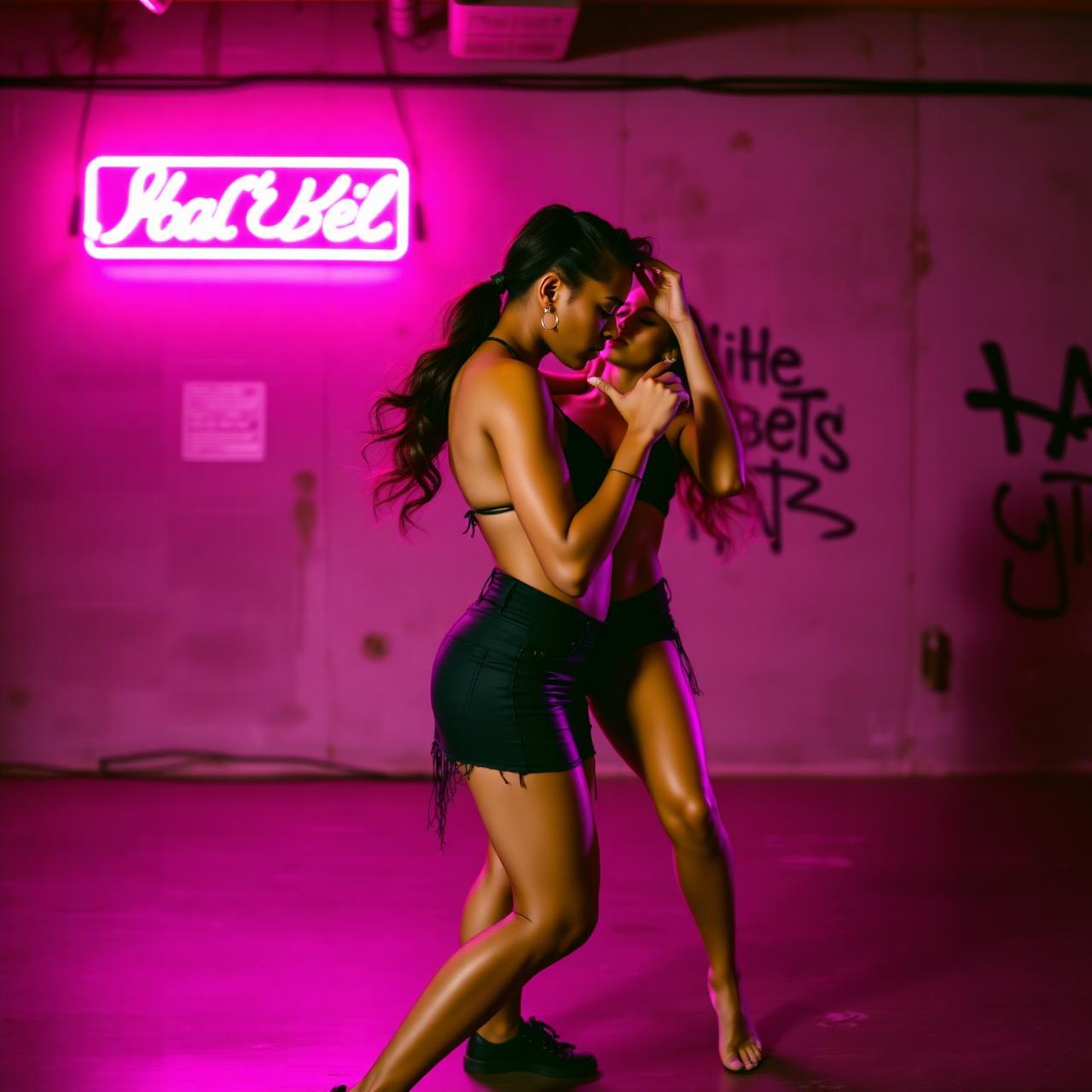 Two dancers in motion